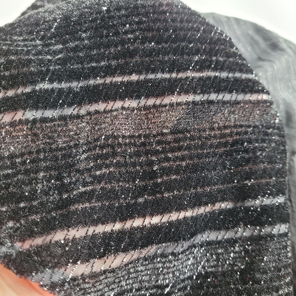 Vintage 90s Y2K Pulli Black Velvet Burnout Stripe Shirt Whimsigoth Goth - Picture 10 of 12